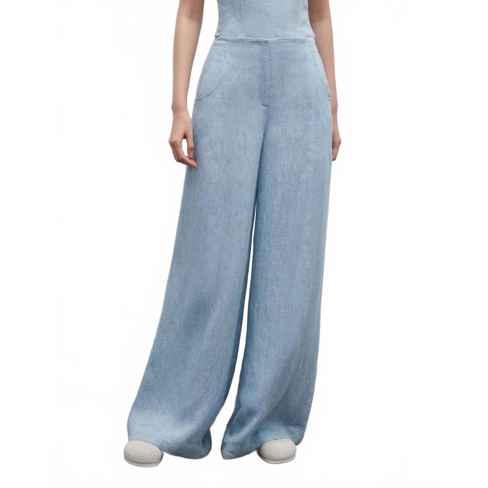 Women's Light Blue Wide Leg hemp denim pants TWP - Picture 2 of 3